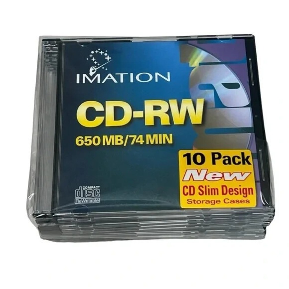 Imation CD RW 650 MB 74 Min New Opened Pack of 9 Slim Cases